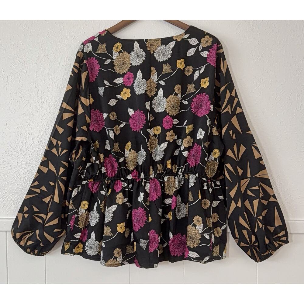 Lane Bryant Floral Geometric Peplum 22 Blouse Top Women’s NWT Boho - Picture 4 of 9